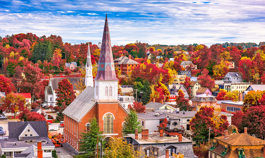 Main street in Stars Hollow during the fall season